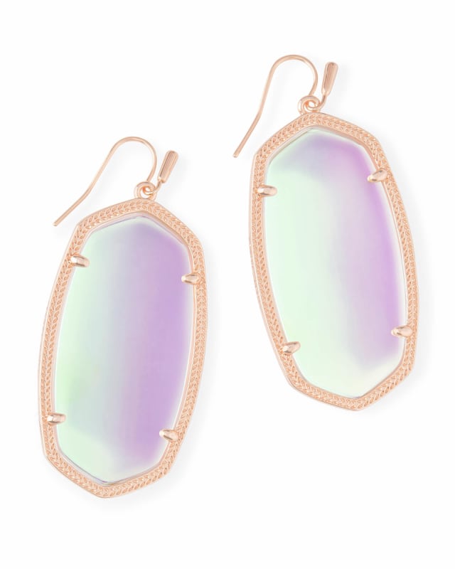 Danielle Rose Gold Drop Earrings in Dichroic Glass image number 0.0